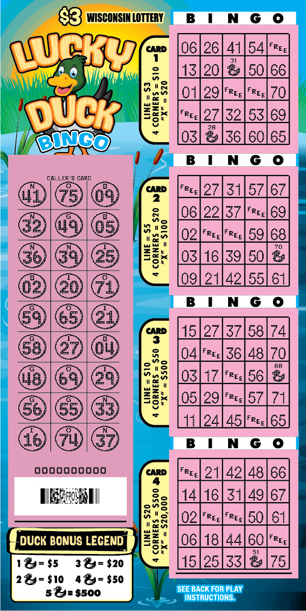 LUCKY DUCK BINGO (2557) Wisconsin Lottery